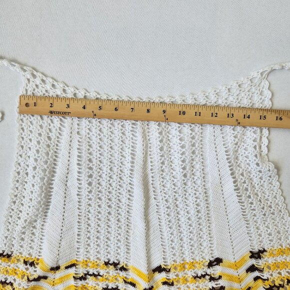 Vintage Hand Crocheted Waist Half Apron Housewife Chef Cook Baking Cute Retro - Picture 7 of 8